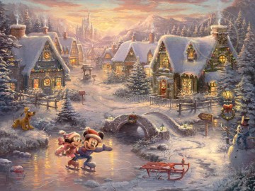 Mickey y Minnie Sweetheart Vacaciones TK Navidad Pinturas al óleo
